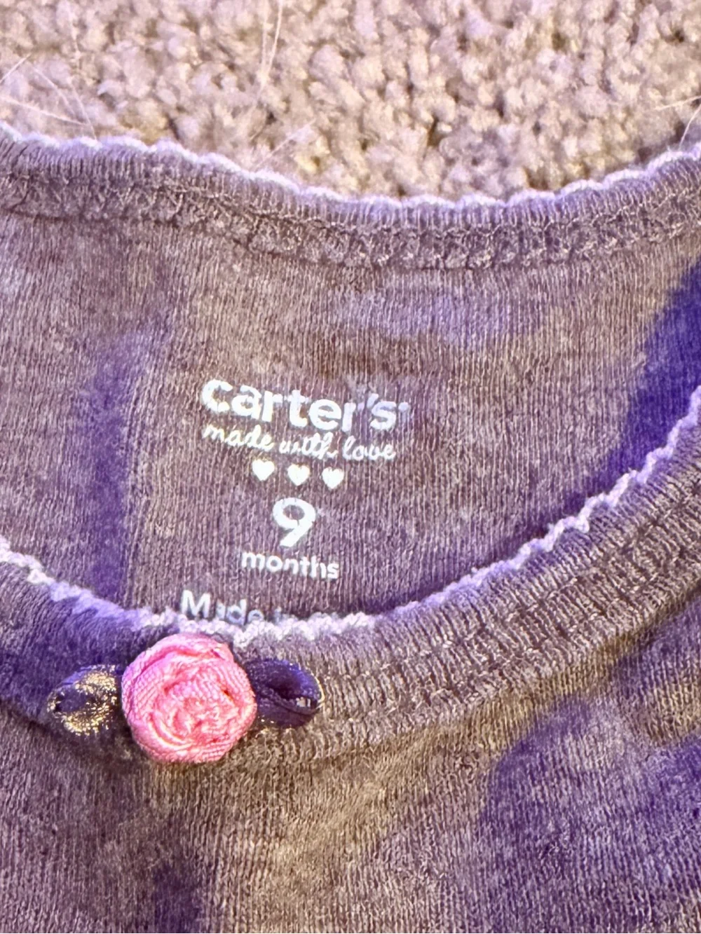 Carter's Long-Sleeve One-Piece 9 month Bodysuit Lot